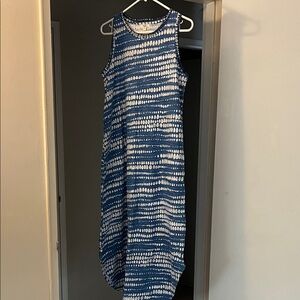 NIC+ZOE Navy and White Patterned Maxi Dress